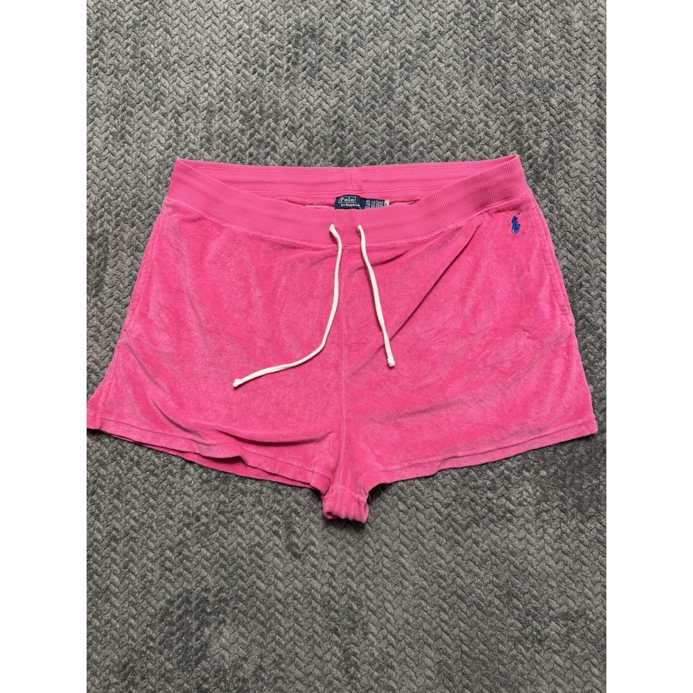 Polo Ralph Lauren Women's Pink Terry Cloth Shorts Drawstring Size 2XL